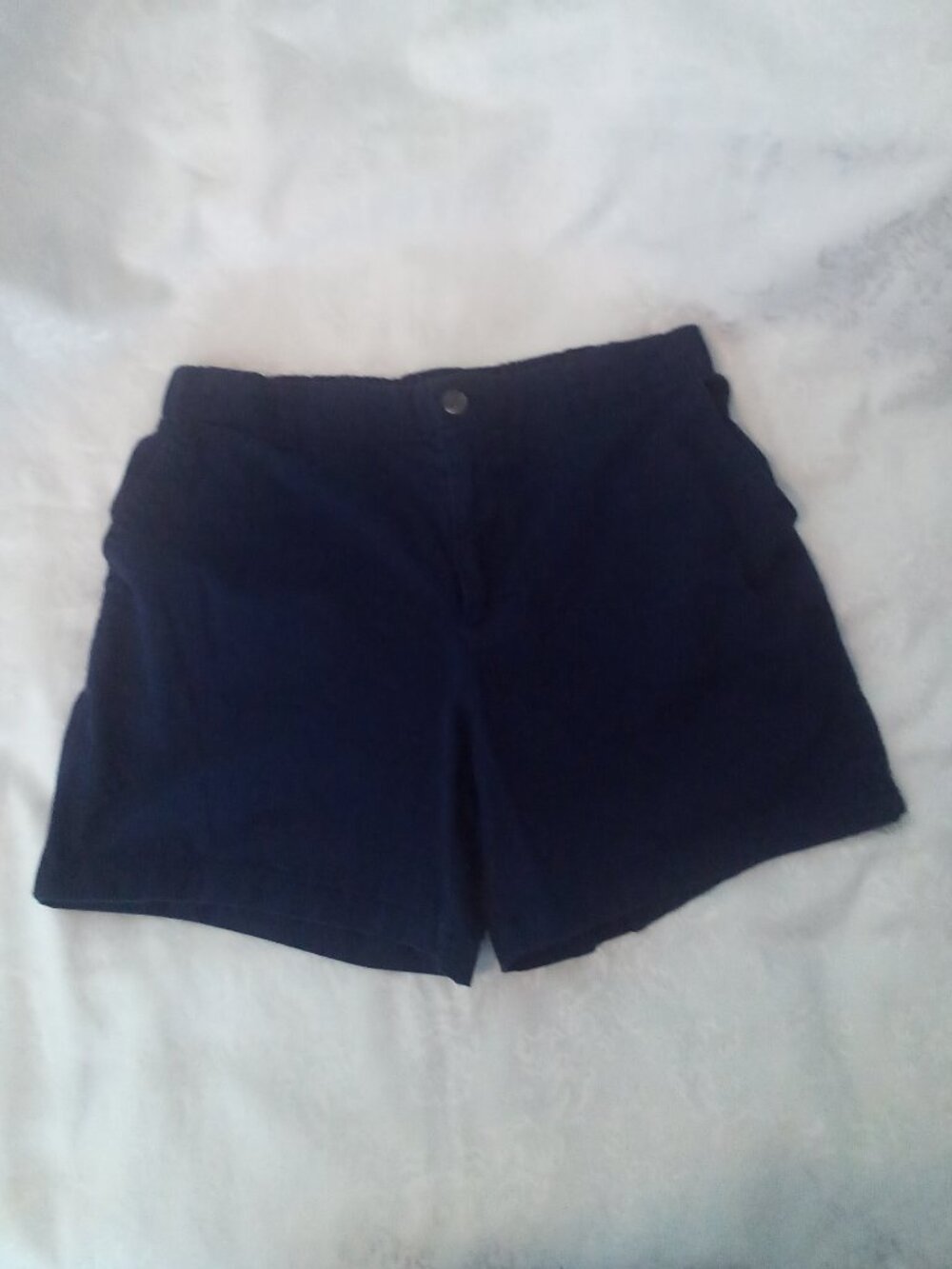 OLD NAVY LRG COTTON SHORTS POCKETS ELASTIC BACK WAIST FLAT FRONT NAVY COLOR
